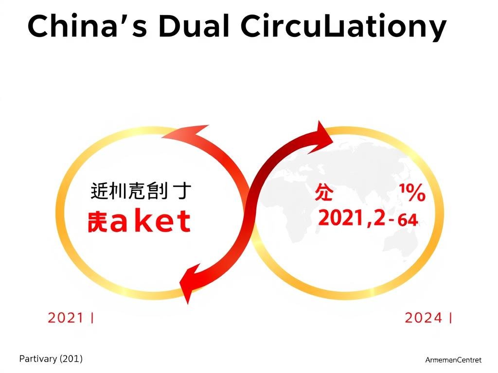 Grafik kebijakan Dual Circulation China dengan fokus pada pasar domestik dan internasional Grafik kebijakan Dual Circulation China dengan fokus pada pasar domestik dan internasional