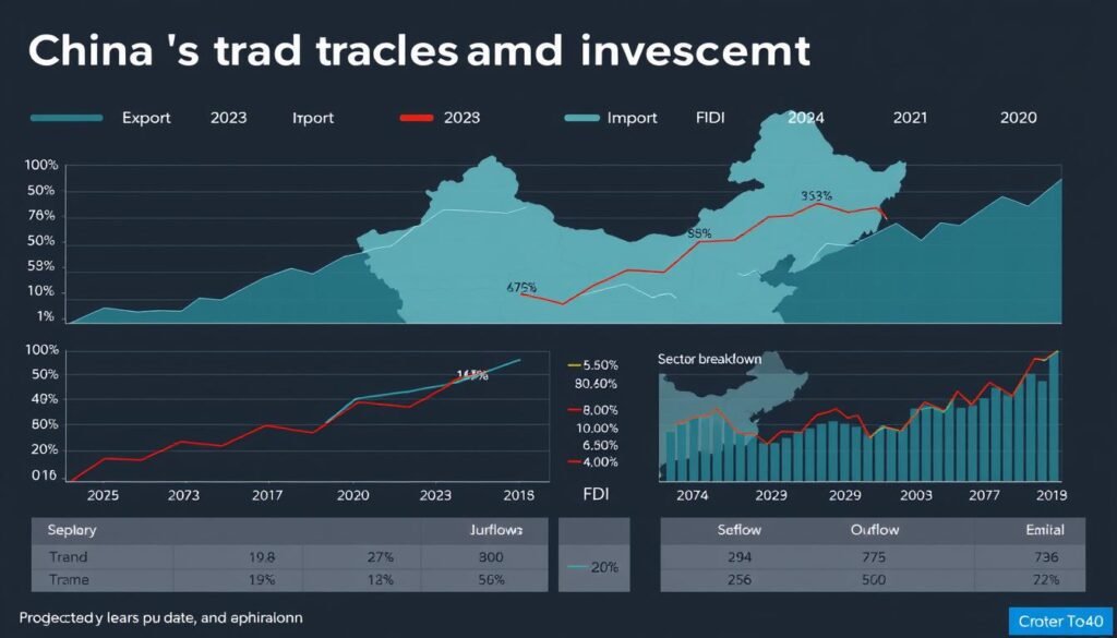 Grafik proyeksi pertumbuhan perdagangan dan investasi China 2025-2030 Grafik proyeksi pertumbuhan perdagangan dan investasi China 2025-2030